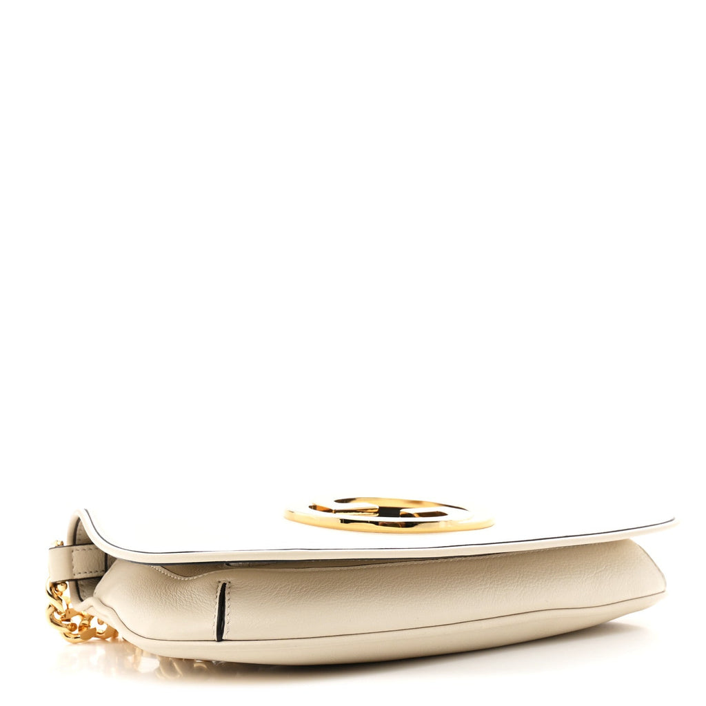 Roxy Calfskin Blondie Chain Shoulder Flap Bag Mystic White
