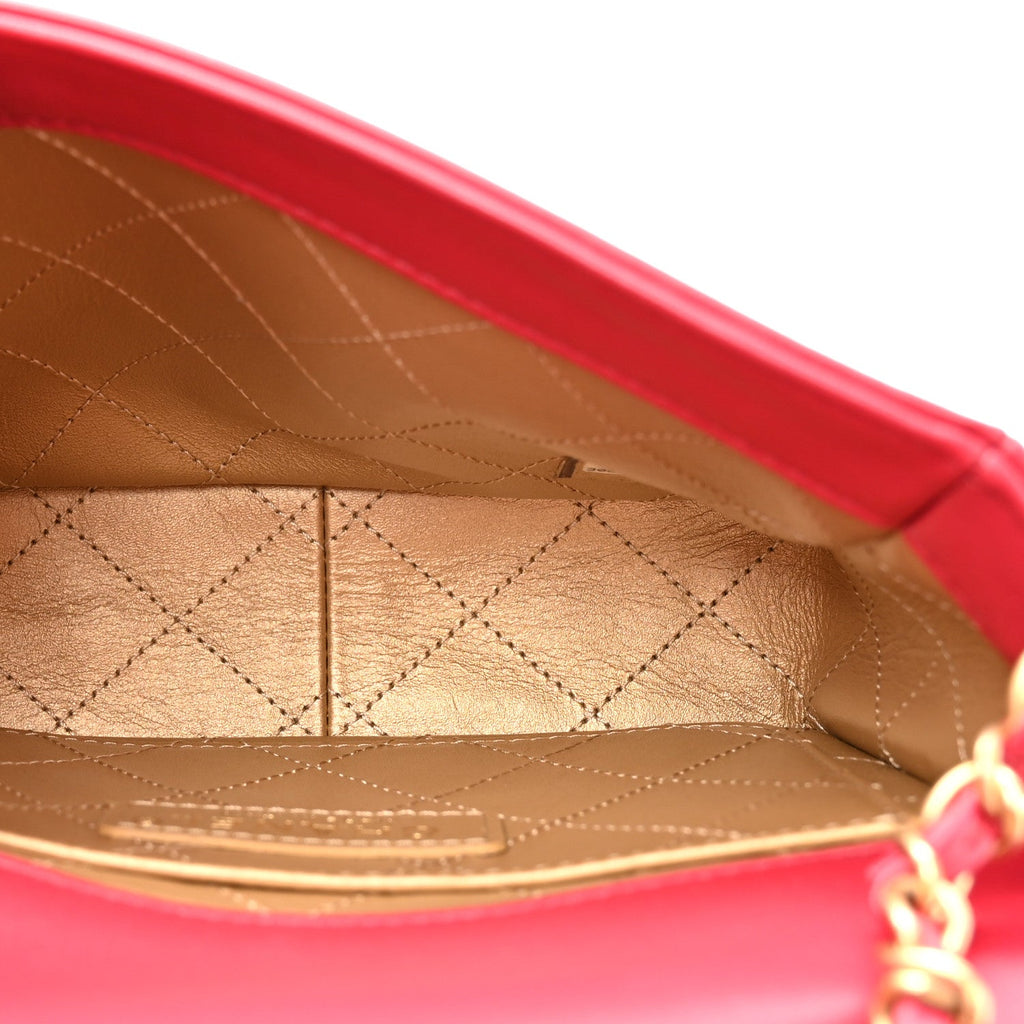 Lambskin Quilted Lucky Charms CC Crossbody Messenger Flap Red