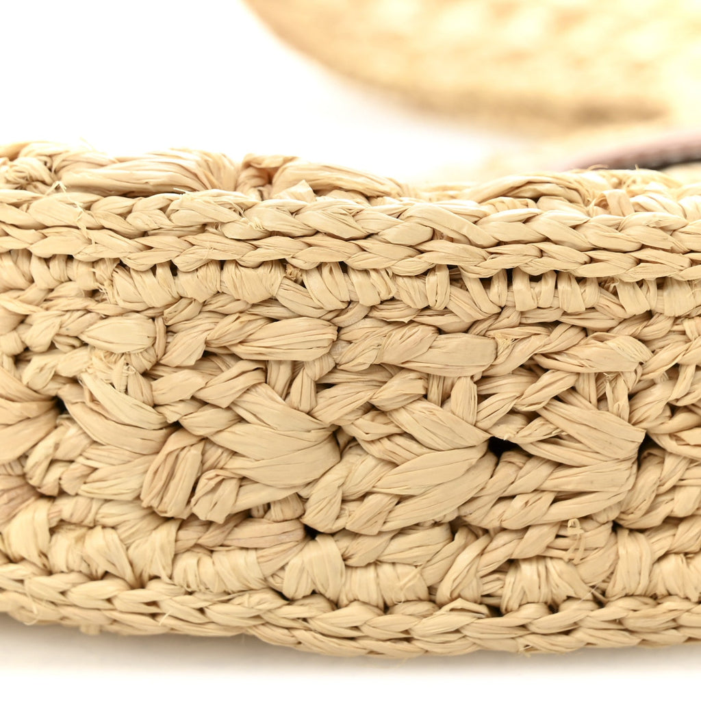 Raffia Calfskin Triomphe Panier Hobo Bag Natural Tan