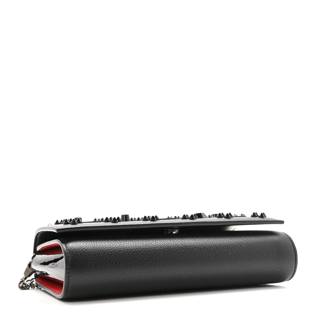 Calfskin Spikes Loubinthesky Paloma Clutch Black