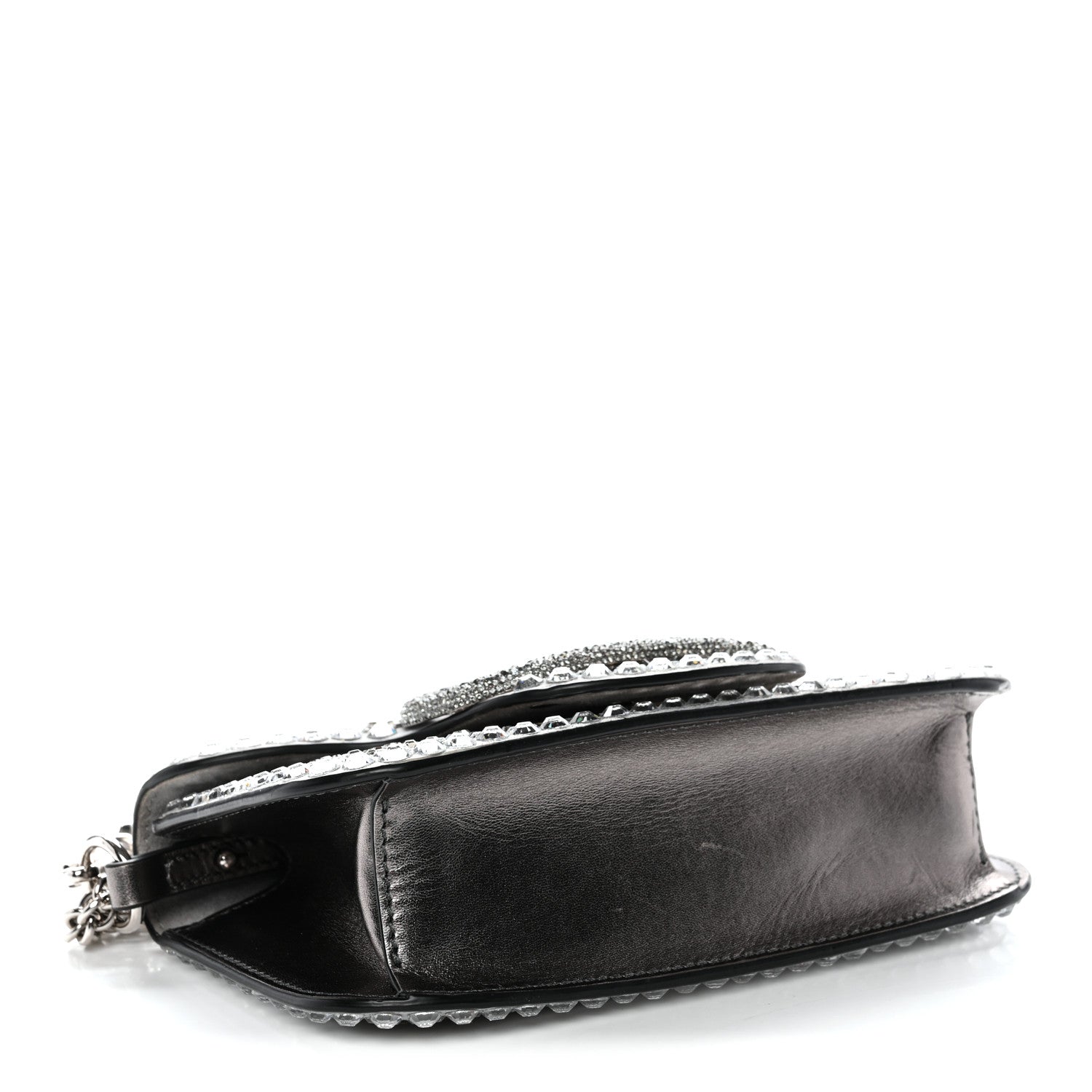 Crystal Suede Enamel Vlogo Small Loco Shoulder Bag Silver