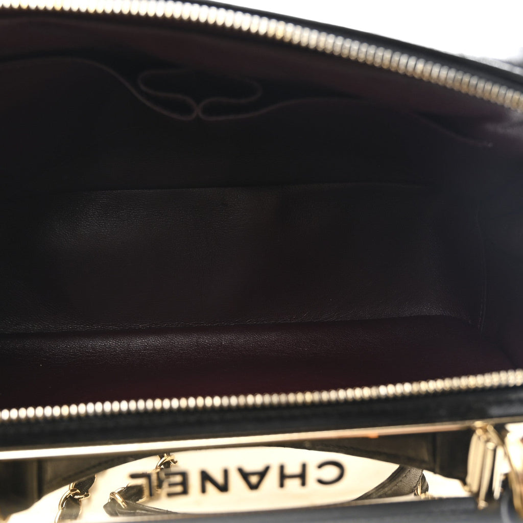 Lambskin Quilted Medium Trendy CC Bowling Bag Black