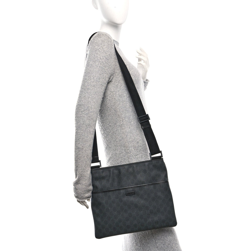 GG Plus Monogram Medium Flat Messenger Bag Black