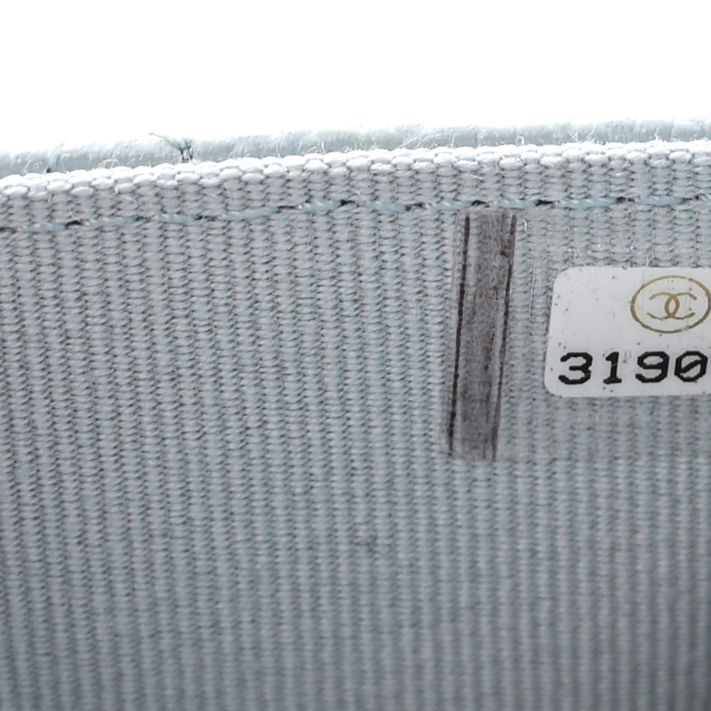 Caviar Quilted Flap  Holder Wallet Light Blue