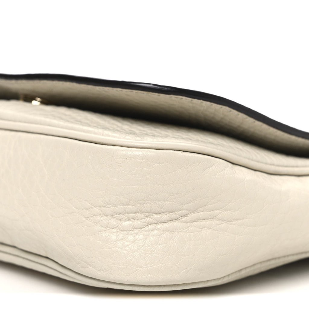 Pebbled Calfskin Small Soho Flap Crossbody Off White