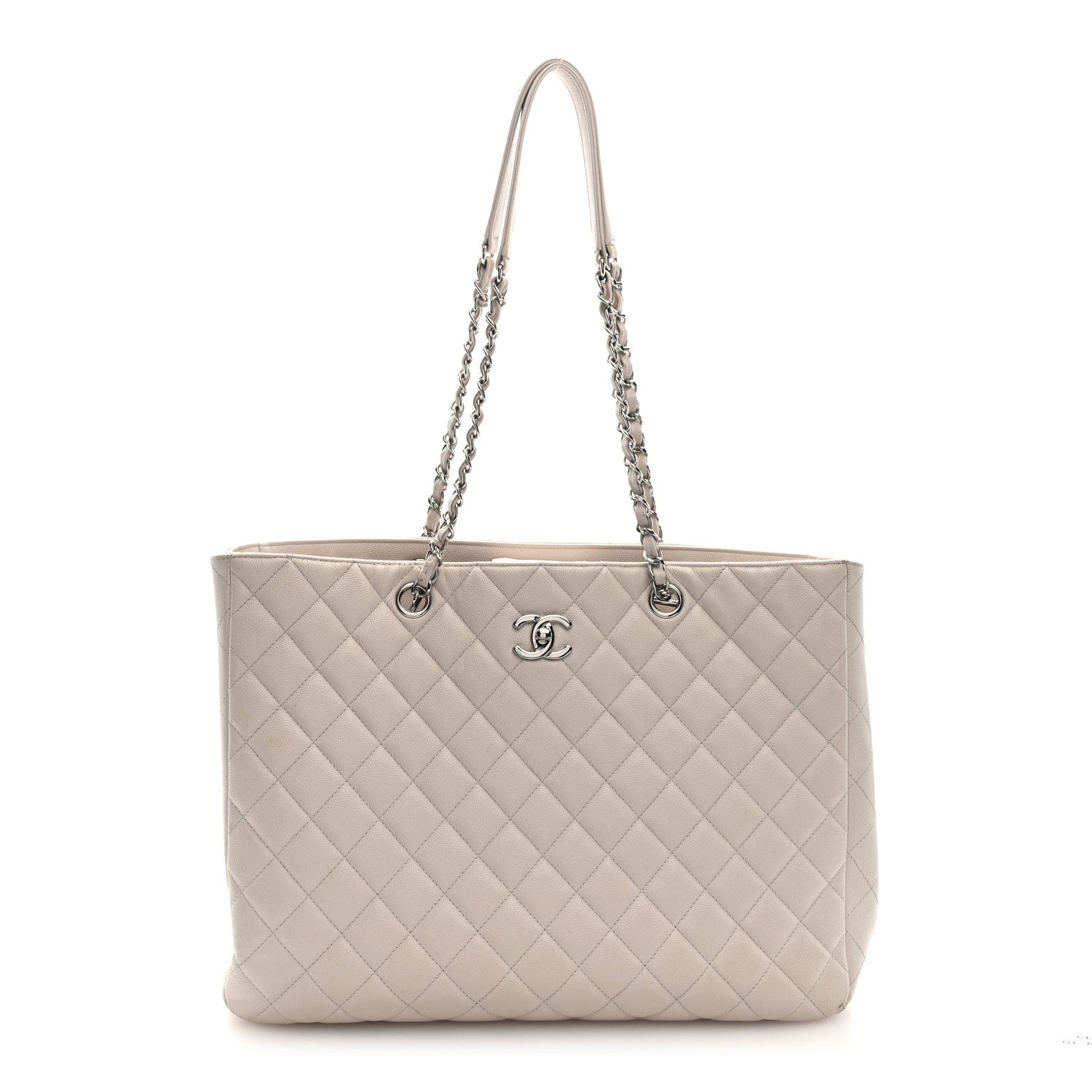 Caviar Quilted Large CC Shopping Tote Ivory