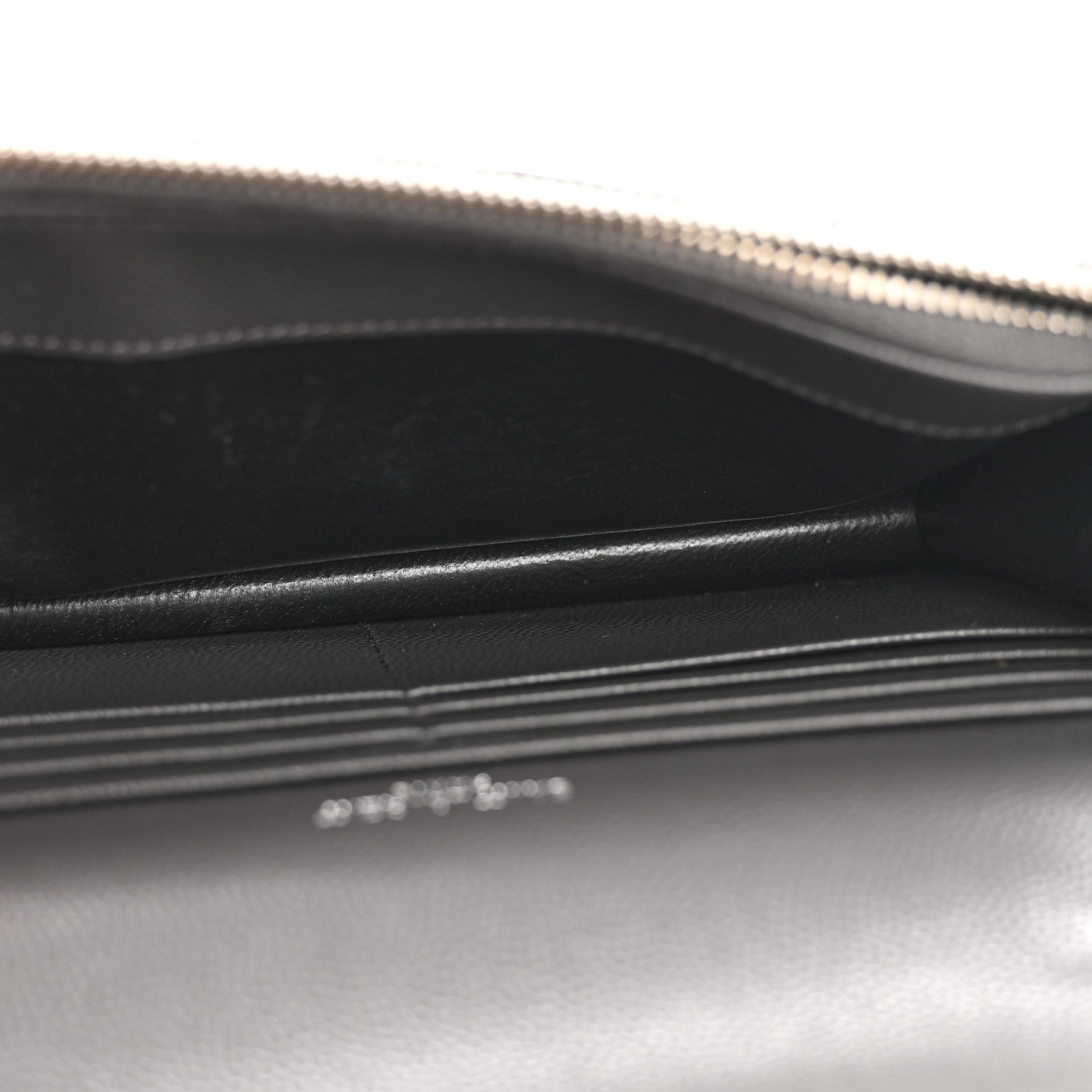 Grain De Poudre Matelasse Chevron Monogram Envelope Chain Wallet Asphalt White