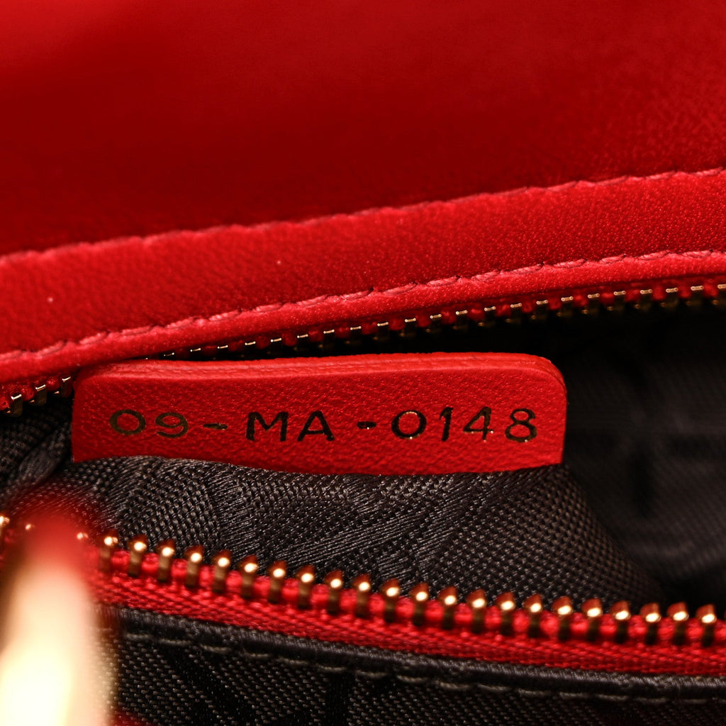 Lambskin Cannage Small Lucky Badges My Lady Dior Red