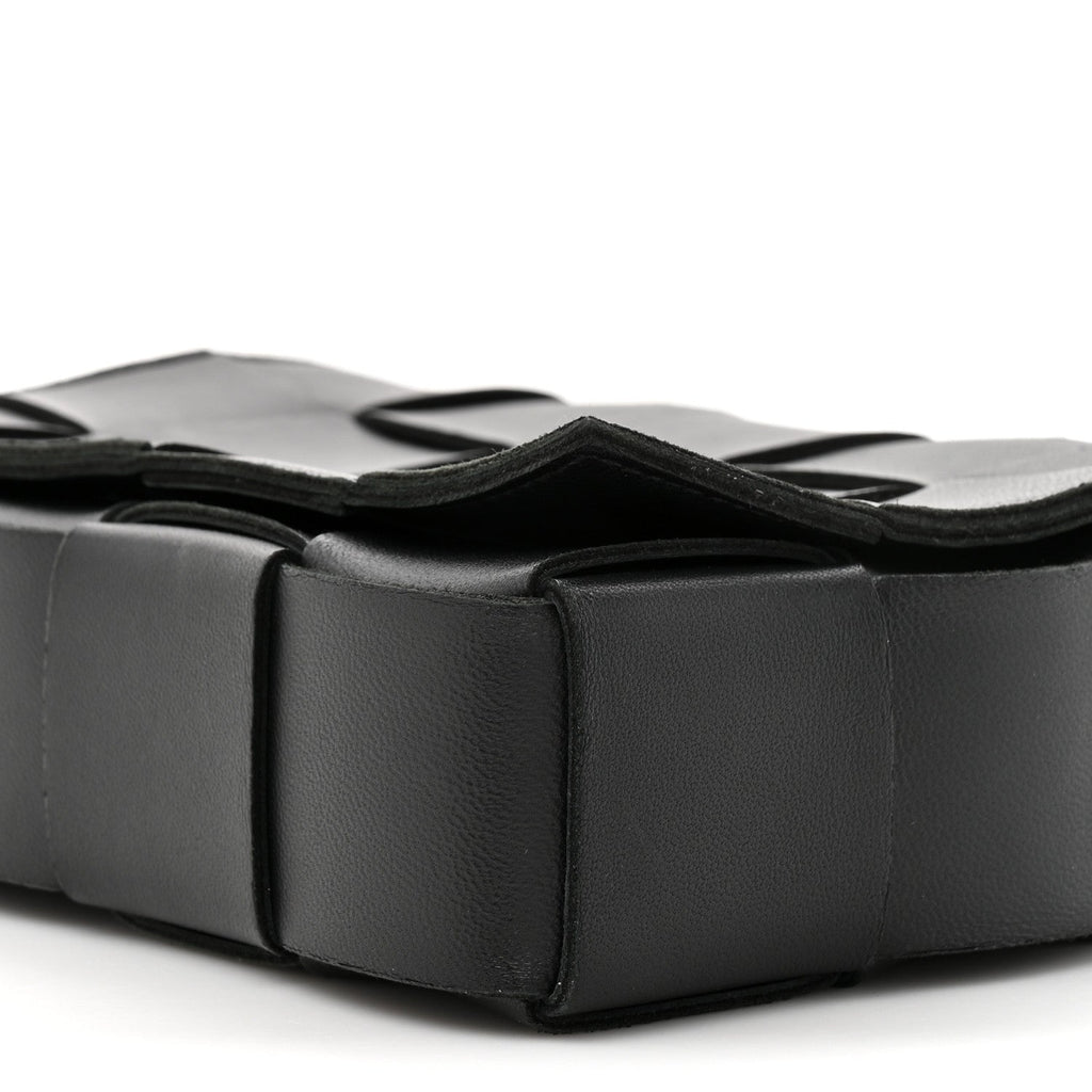 Lambskin Maxi Intrecciato Cassette Crossbody Bag Black