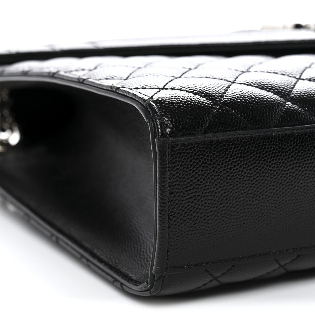 Grain De Poudre Textured Mixed Matelasse Large Triquilt Monogram Satchel Black