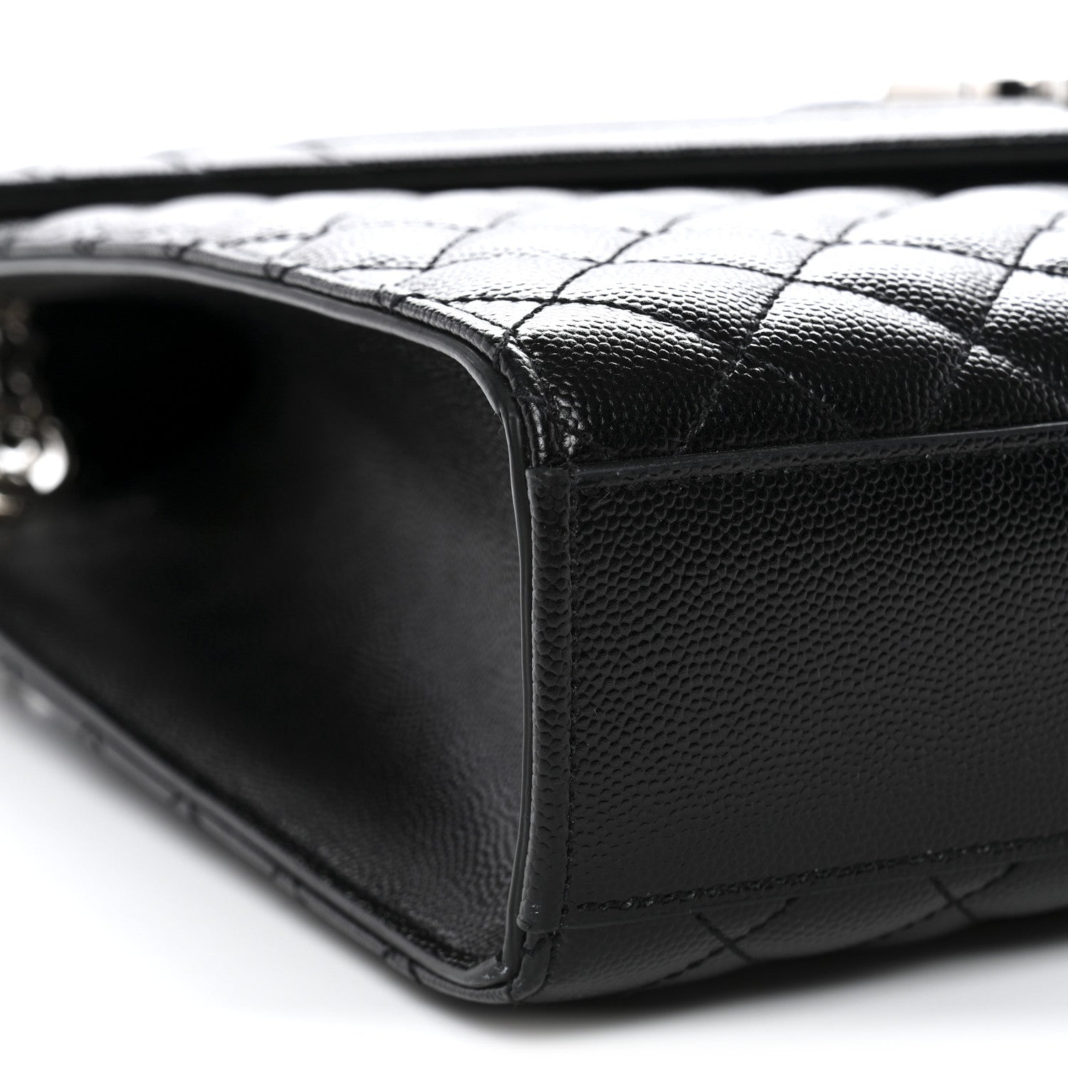 Grain De Poudre Textured Mixed Matelasse Large Triquilt Monogram Satchel Black