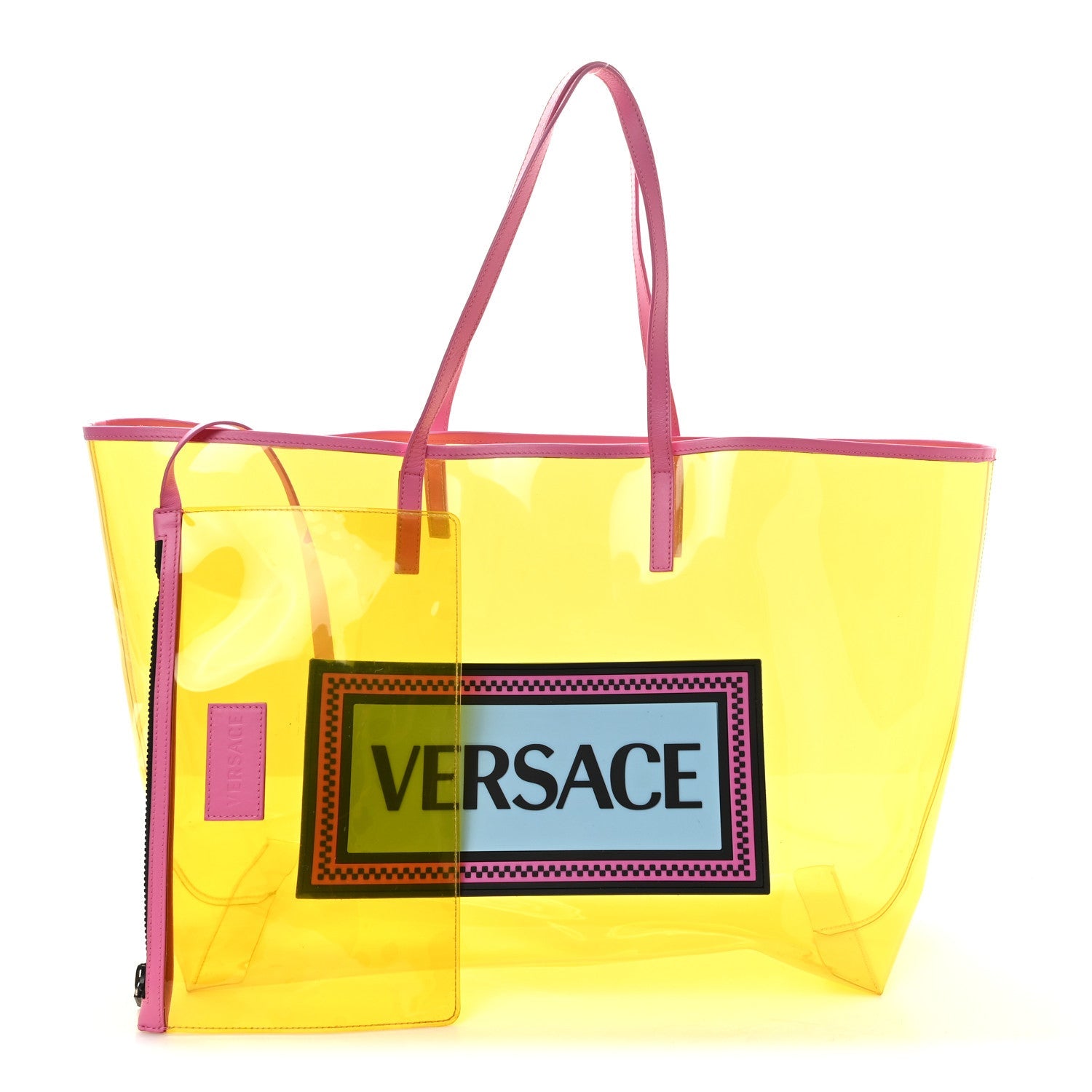 Vinyl Calfskin 90s Logo Tote Yellow