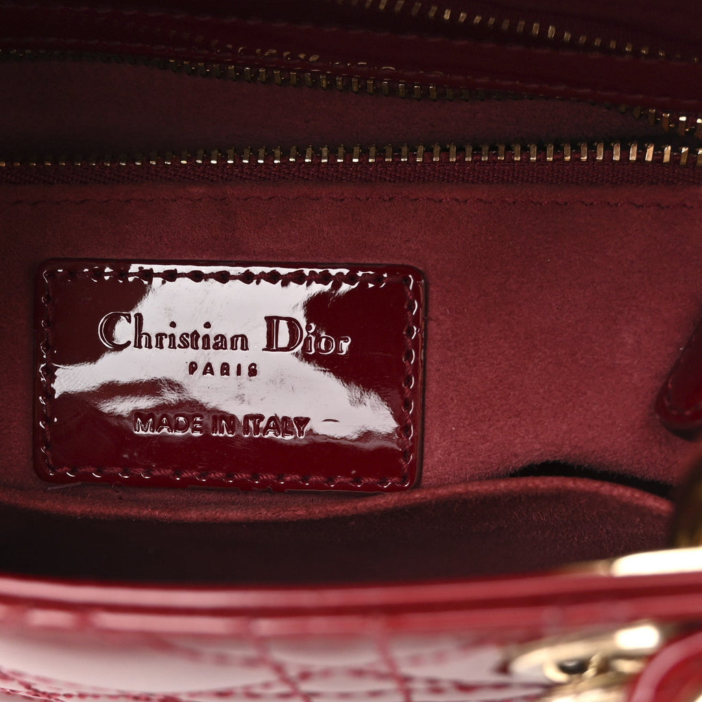 Patent Cannage Small Lady Dior Cherry Red