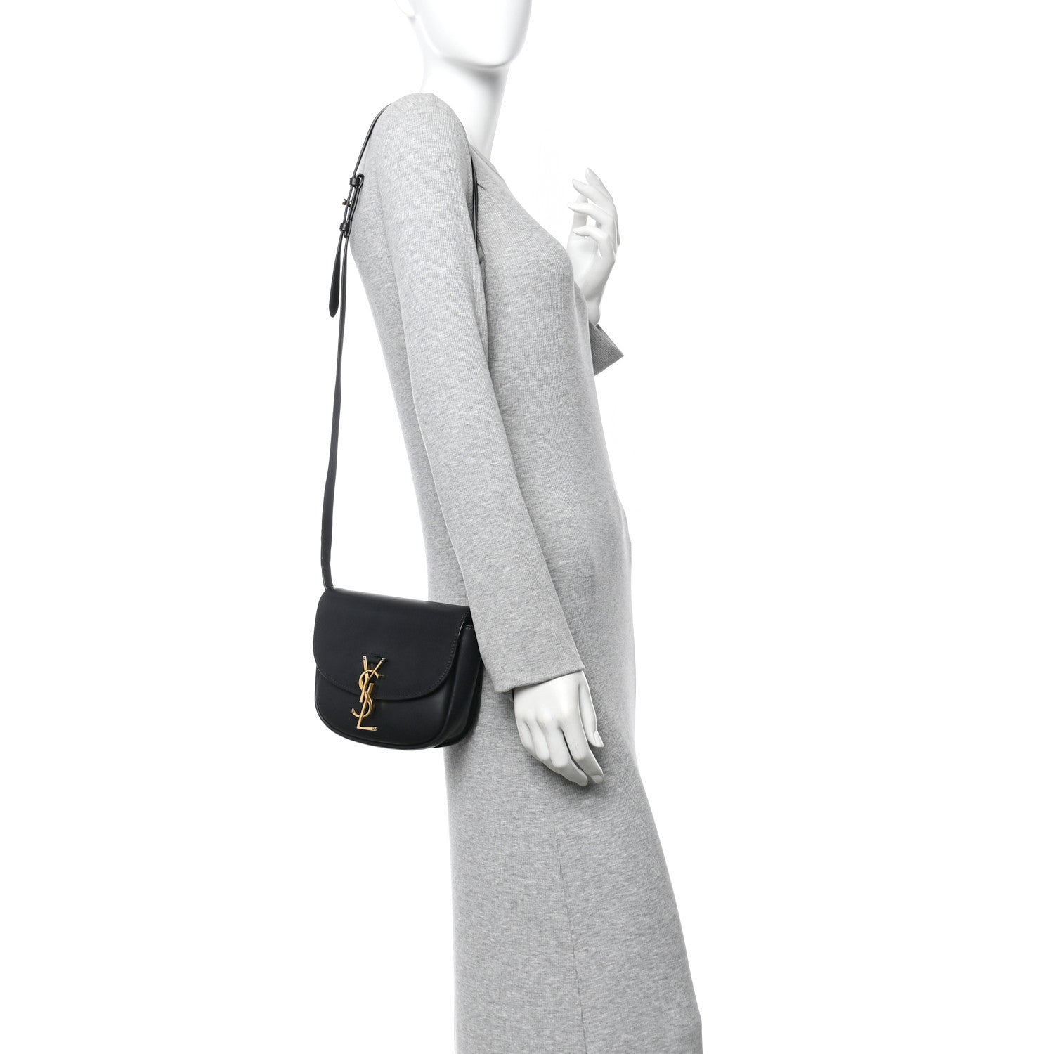 Smooth Calfskin Classic Monogram Small Kaia Satchel Black