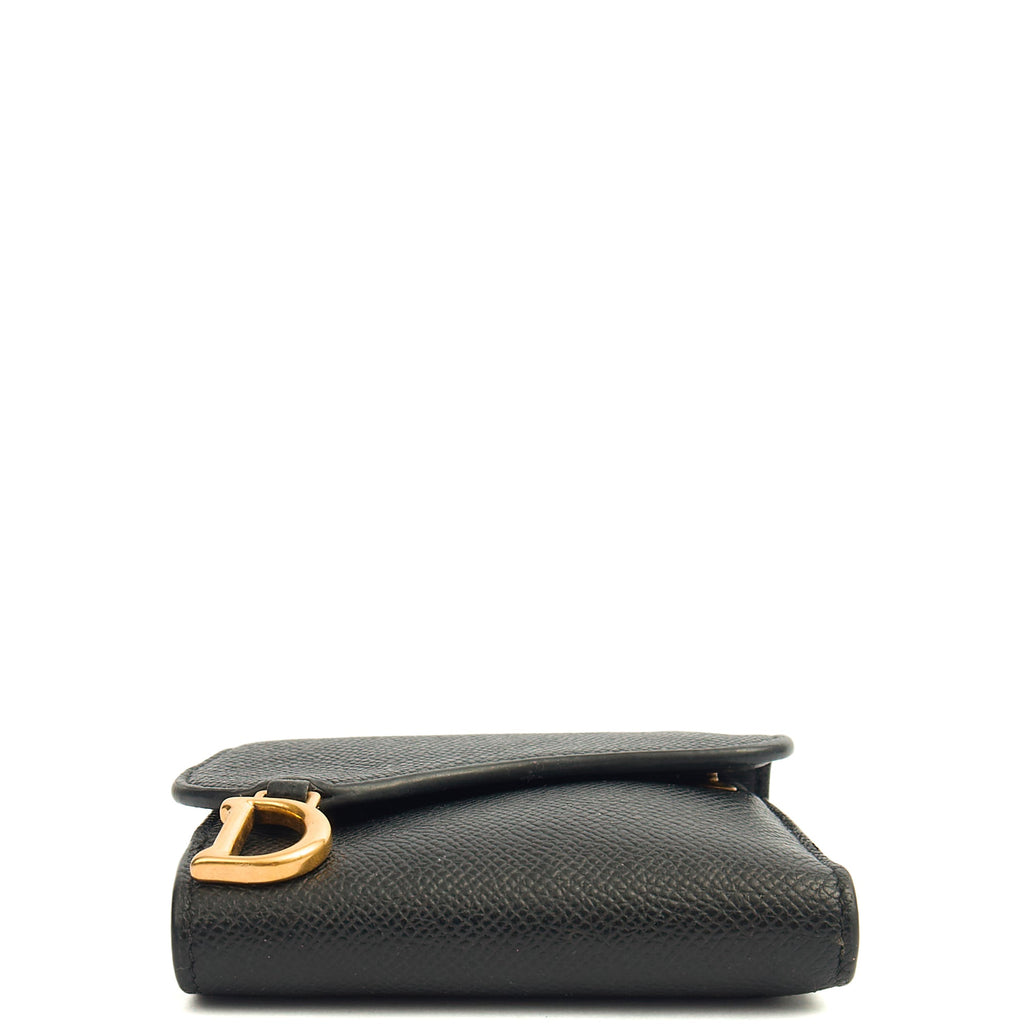 Christian Dior Wallet Saddle Coin Purse in Black, Calfskin