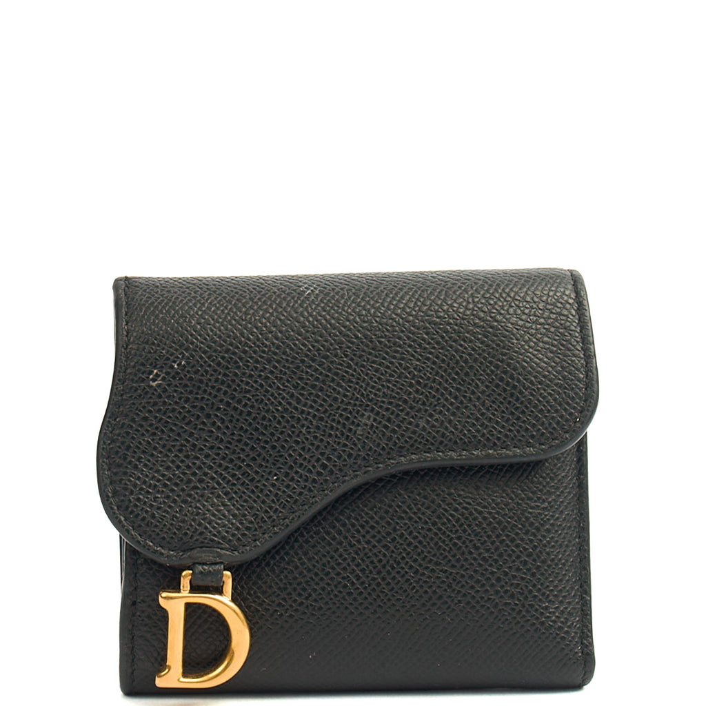 Christian Dior Wallet Saddle Coin Purse in Black, Calfskin