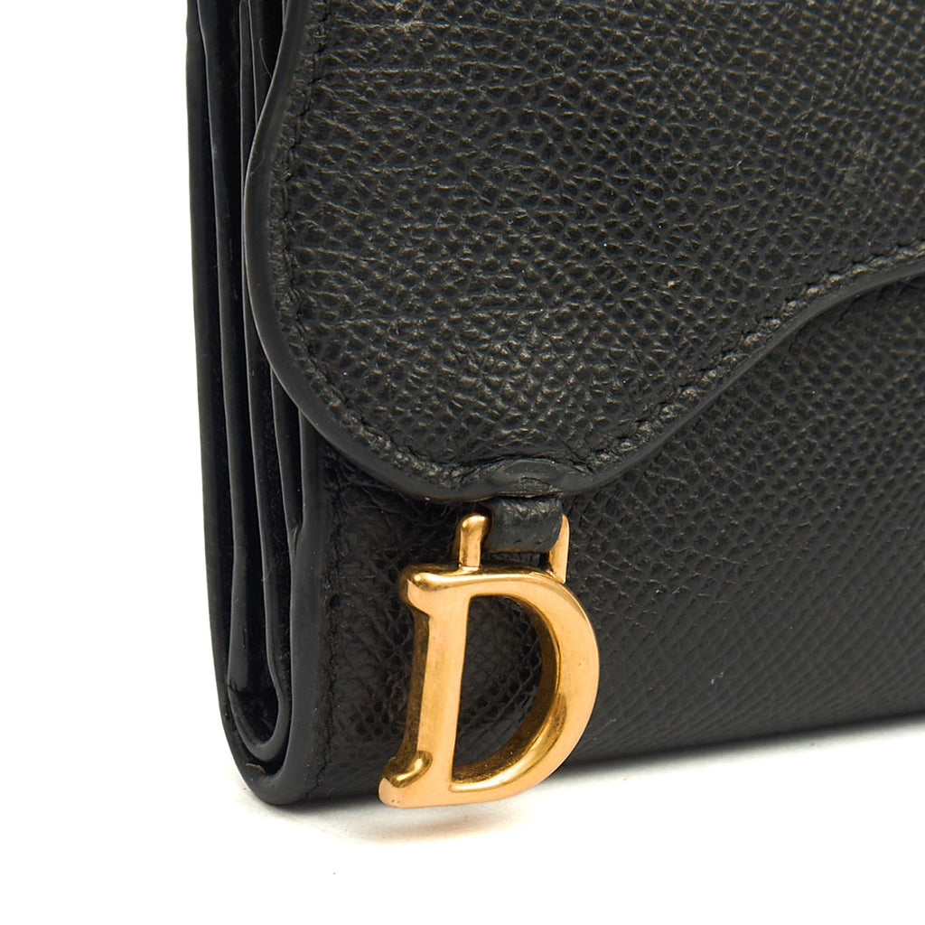 Christian Dior Wallet Saddle Coin Purse in Black, Calfskin