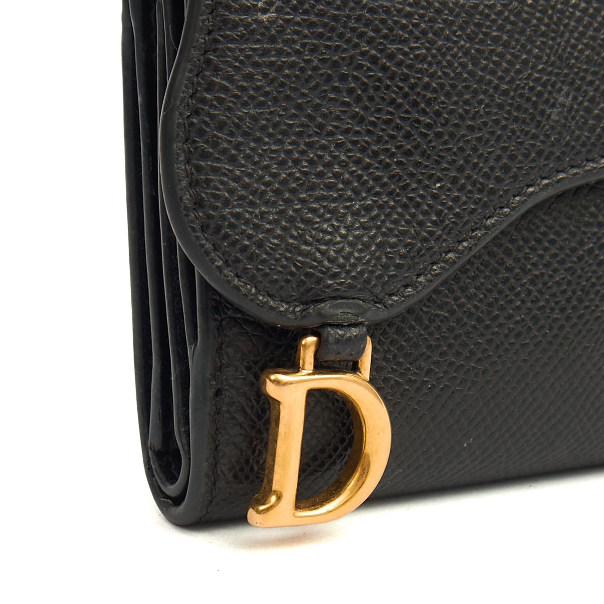 Christian Dior Wallet Saddle Coin Purse in Black, Calfskin