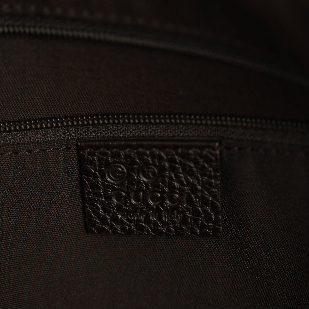 Denim Monogram Large Abbey Tote Dark Brown