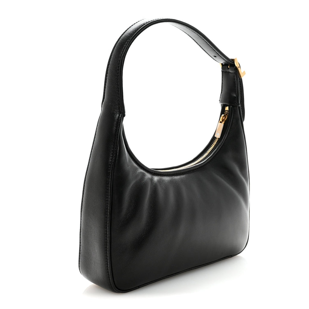 Plunged Lambskin Calypso Mini Hobo Black