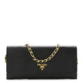 Saffiano Metal Oro Chain Wallet Black