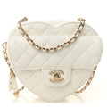 Lambskin Quilted CC In Love Heart Bag White