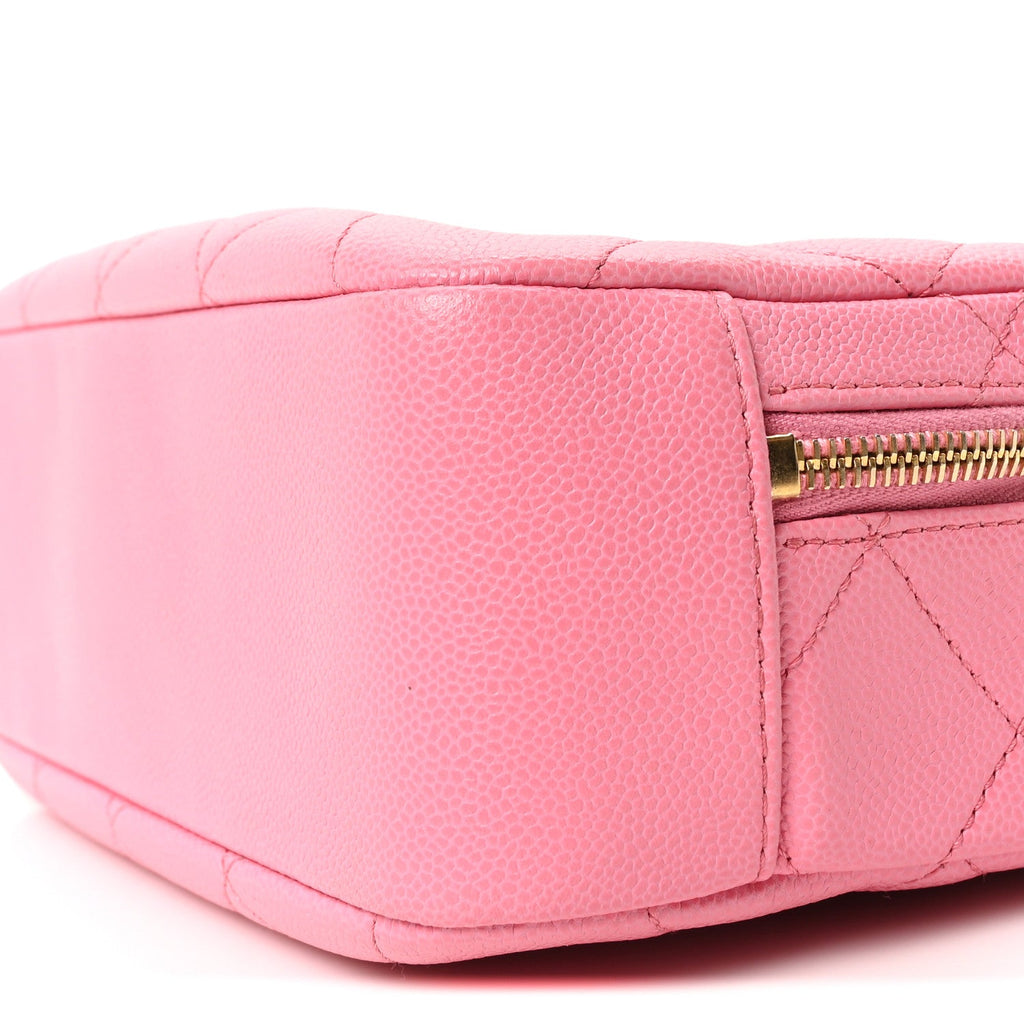 Caviar Quilted CC Small Top Handle Vanity Case Pink