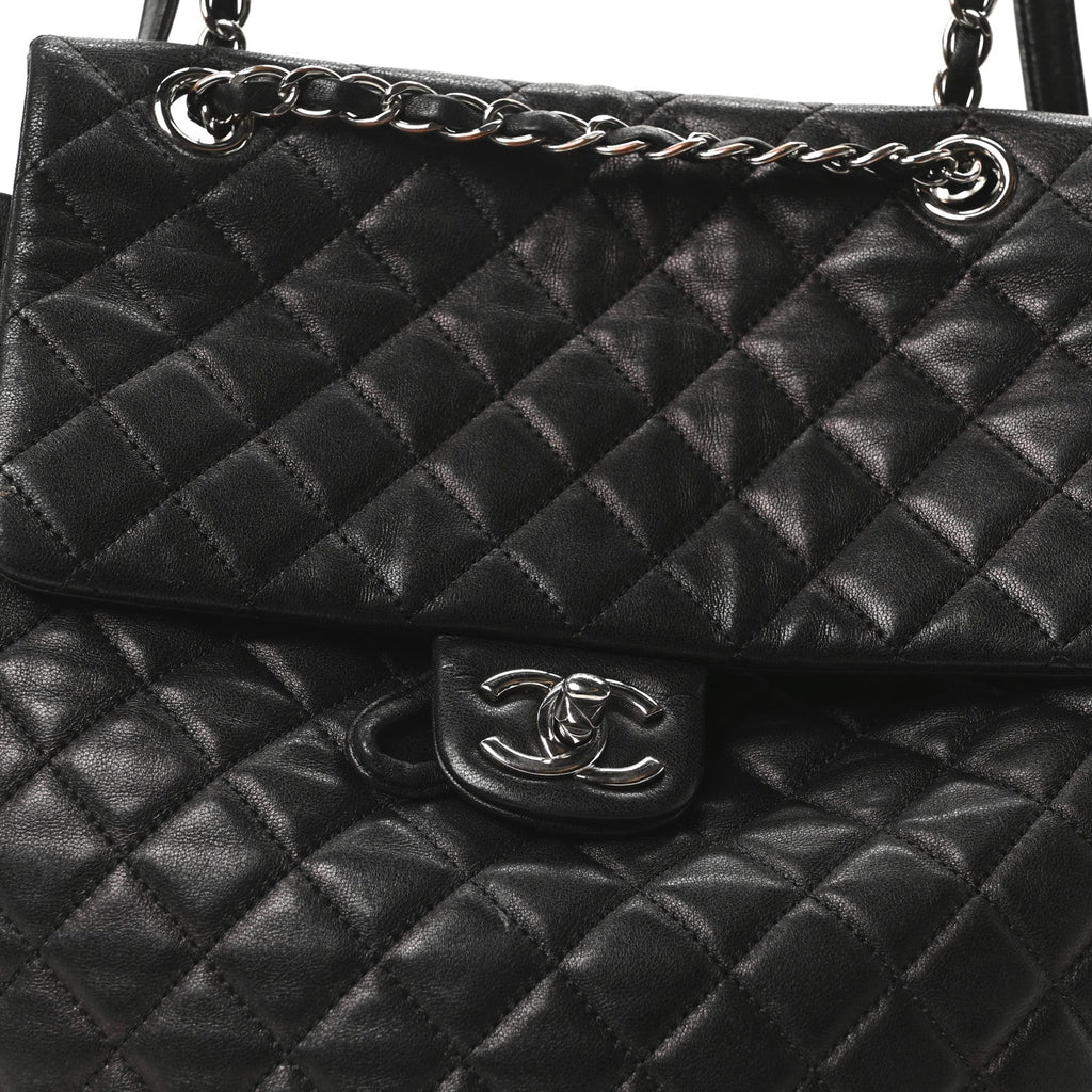 Calfskin Quilted Large Urban Spirit Backpack Black