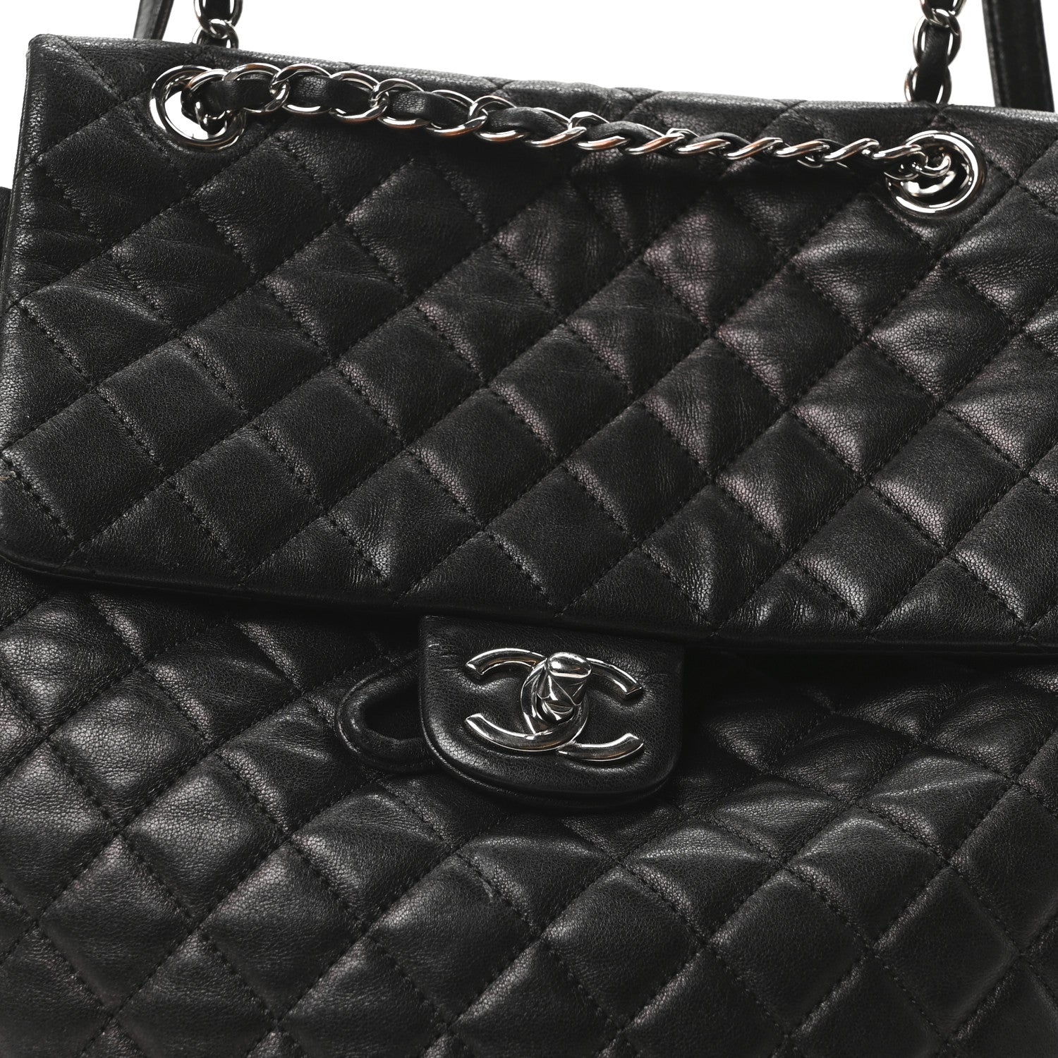 Calfskin Quilted Large Urban Spirit Backpack Black