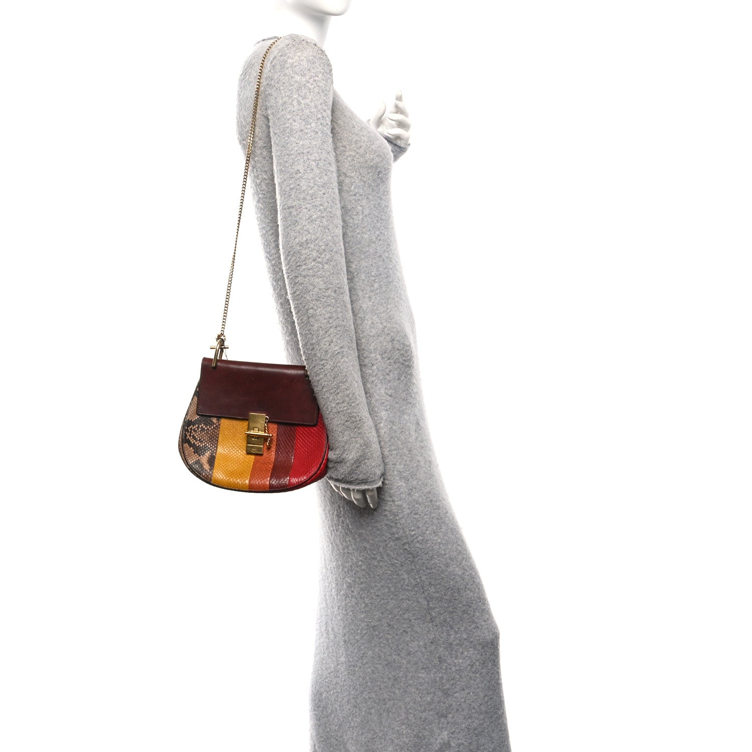 Snakeskin Drew Shoulder Bag Brown Multicolor