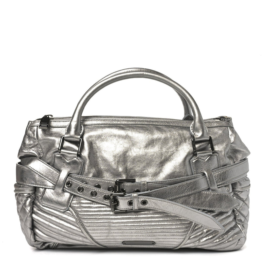 Metallic Calfskin Winnieford Satchel Silver