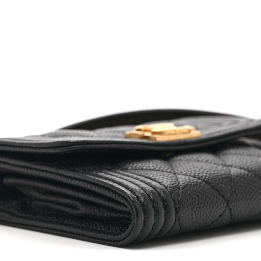 Caviar Quilted Boy  Holder On Chain Black