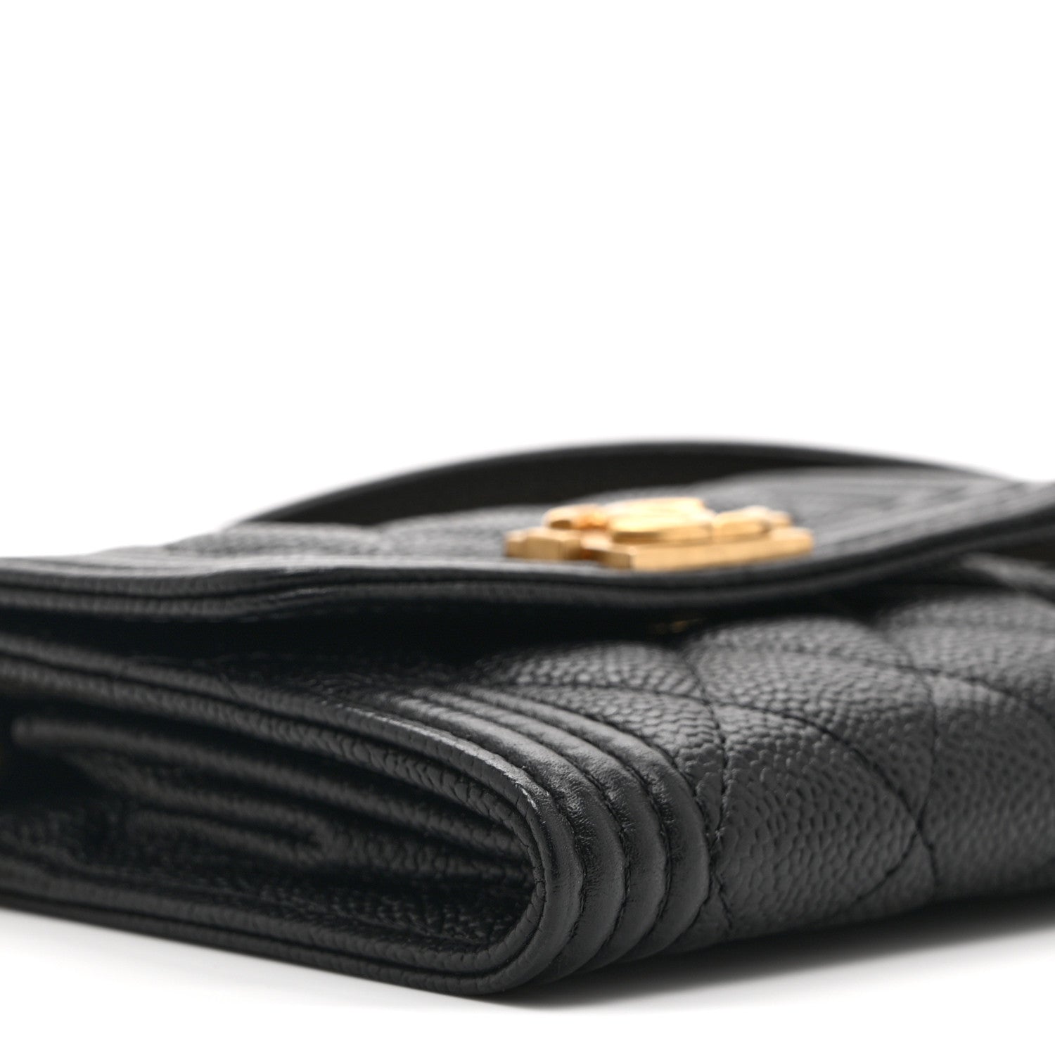 Caviar Quilted Boy  Holder On Chain Black