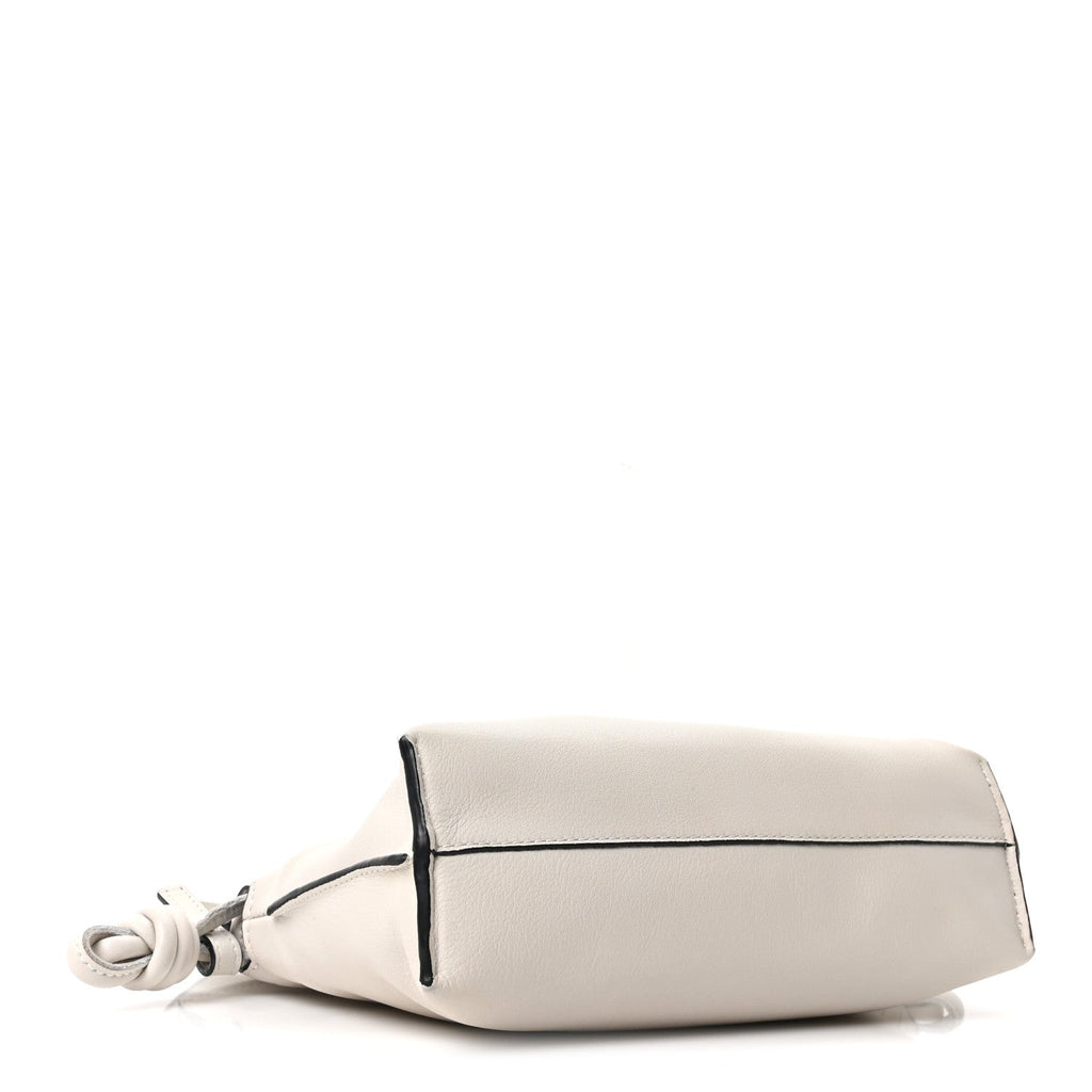 Calfskin Mini Flamenco Knot Clutch Soft White