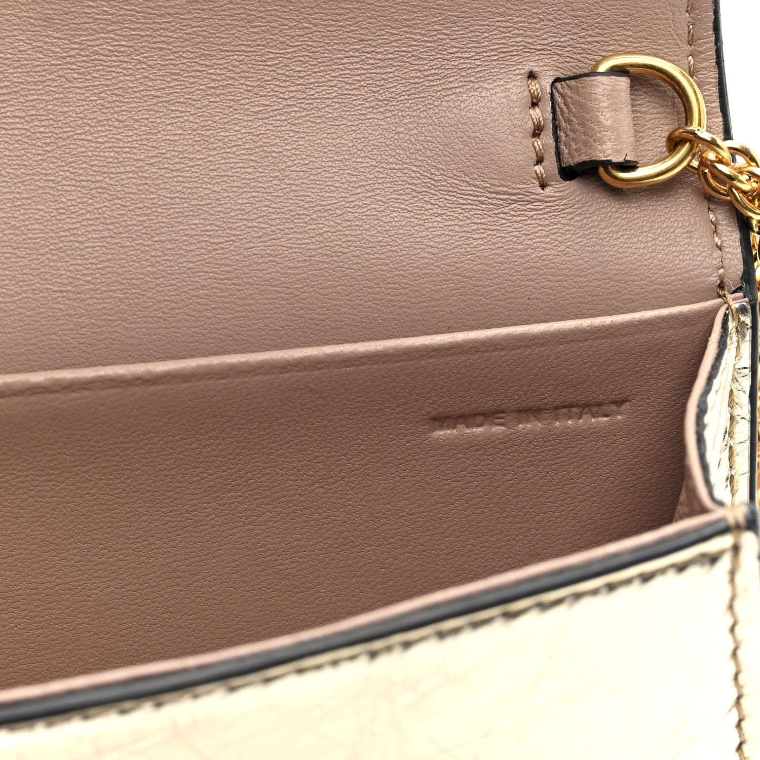 Metallic Calfskin Vlogo Micro Loco Shoulder Bag Platino
