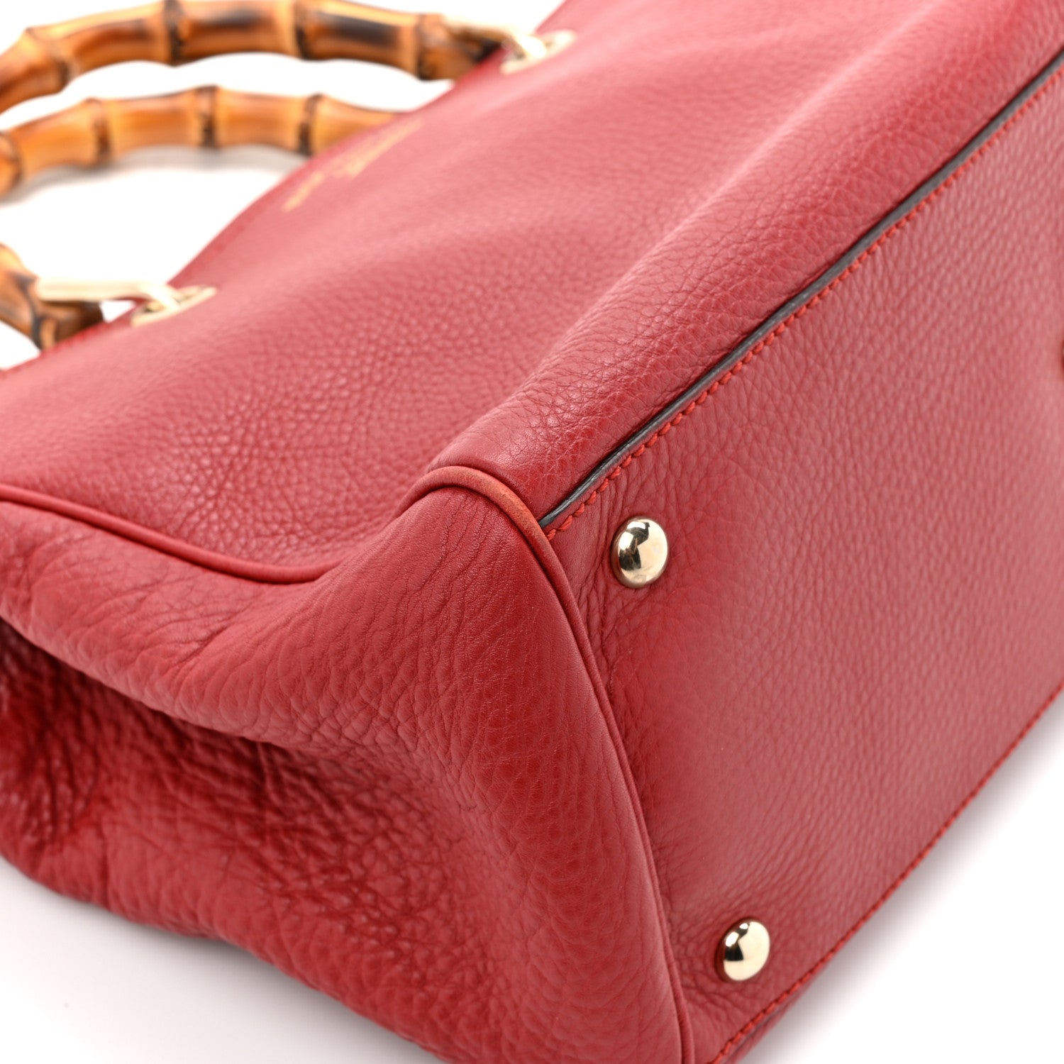 Pebbled Calfskin Medium Bamboo Shopper Tote Red
