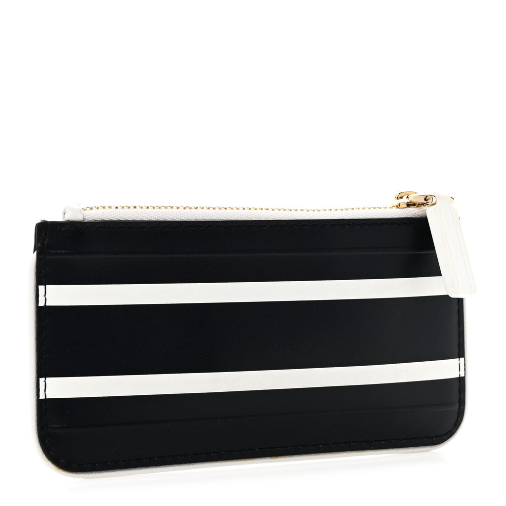 Calfskin Vibe Zip Key Wallet Blue White
