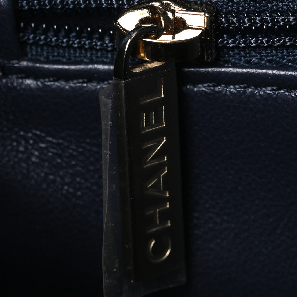 Washed Denim Quilted Mini Coco Handle Flap Blue