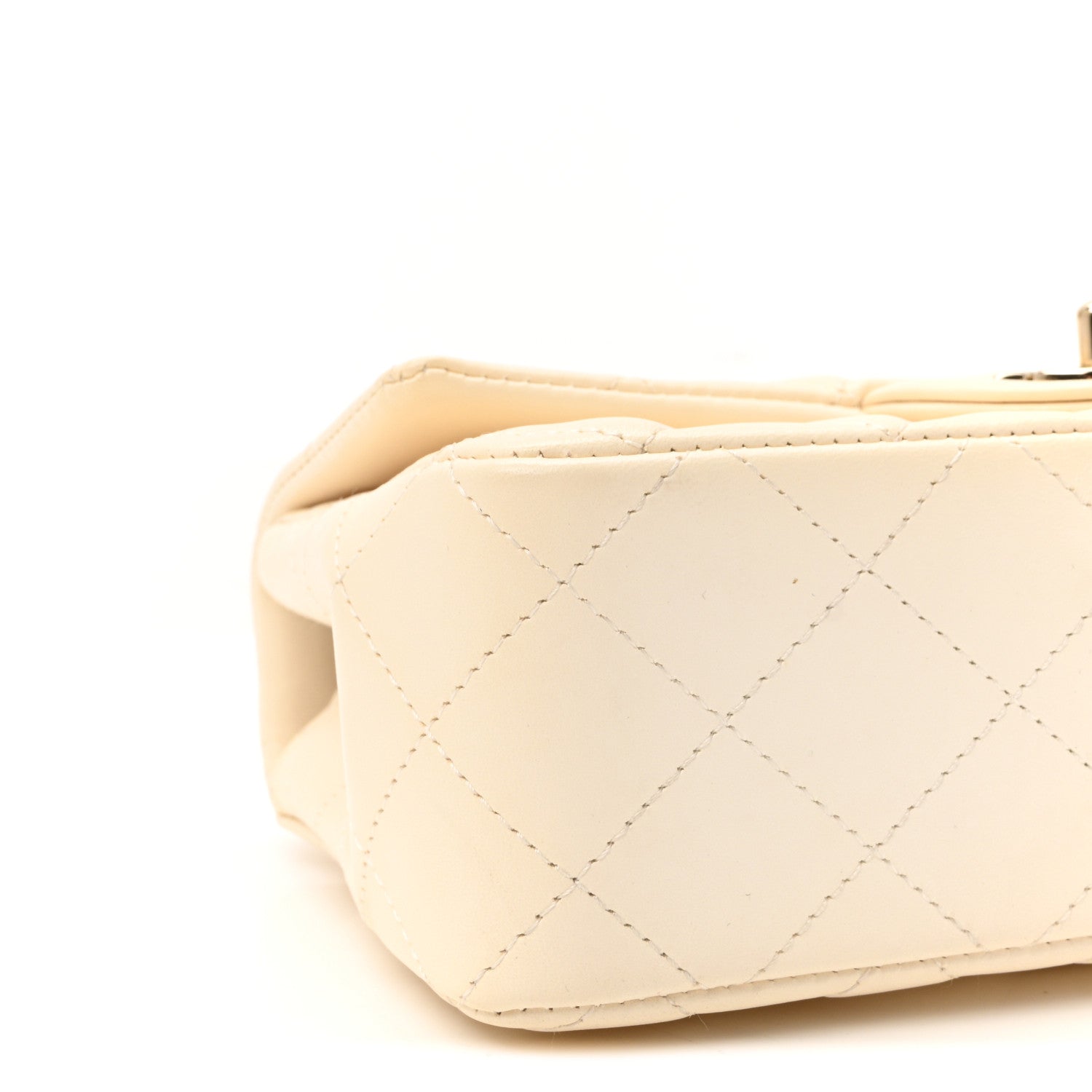 Lambskin Quilted Mini Rectangular Flap White