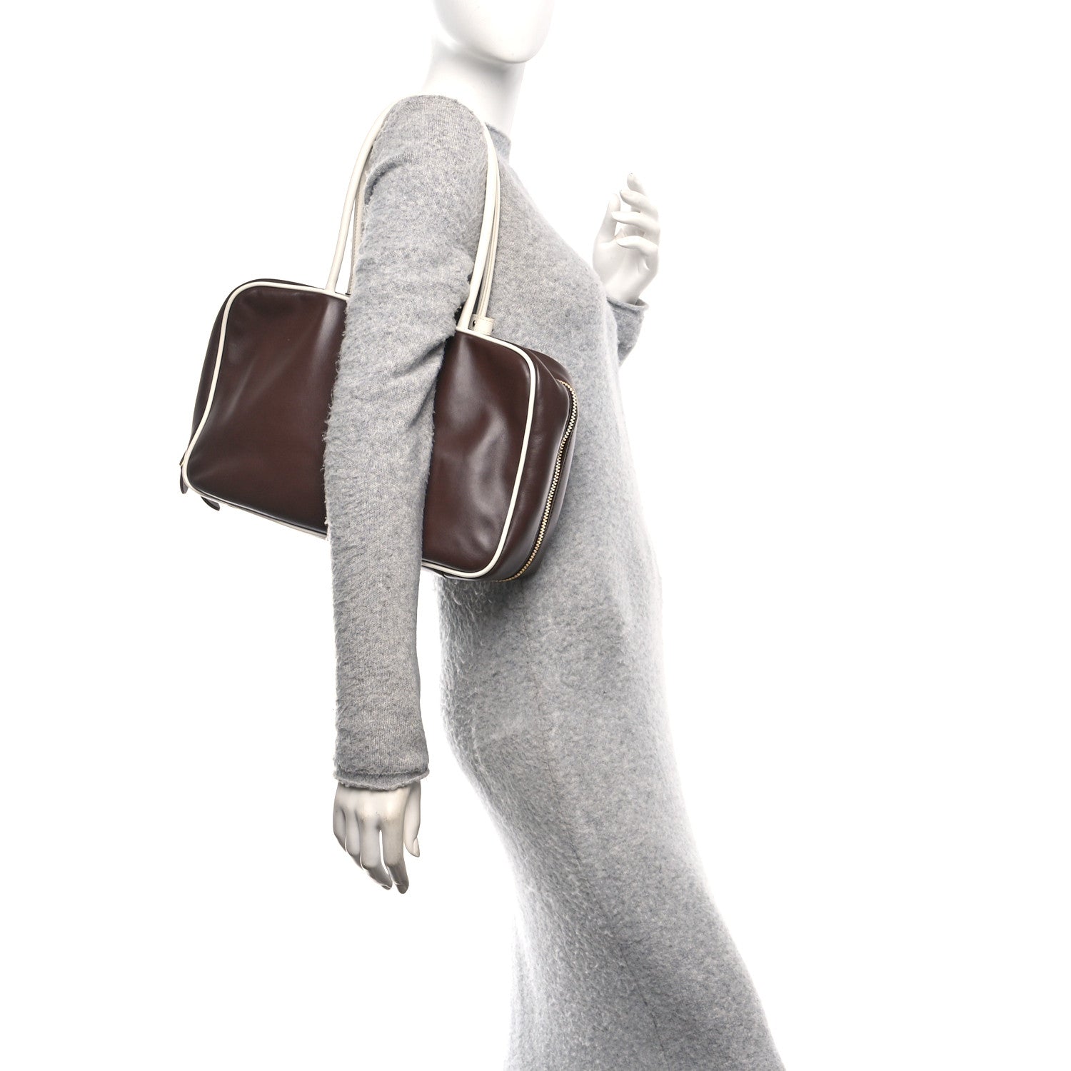 Soft Calf Softy Large Contrast Beau Top Handle Bag Radica White