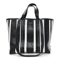 Agneau Arena Striped Patchwork Large Barbes East West Shopper Black White