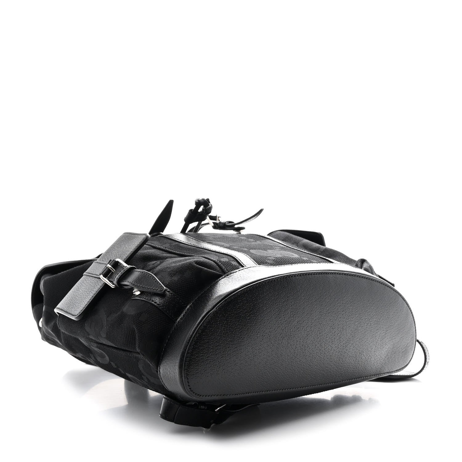 Monogram Jumbo GG Textured Dollar Calfskin Web Double Buckle Backpack Black