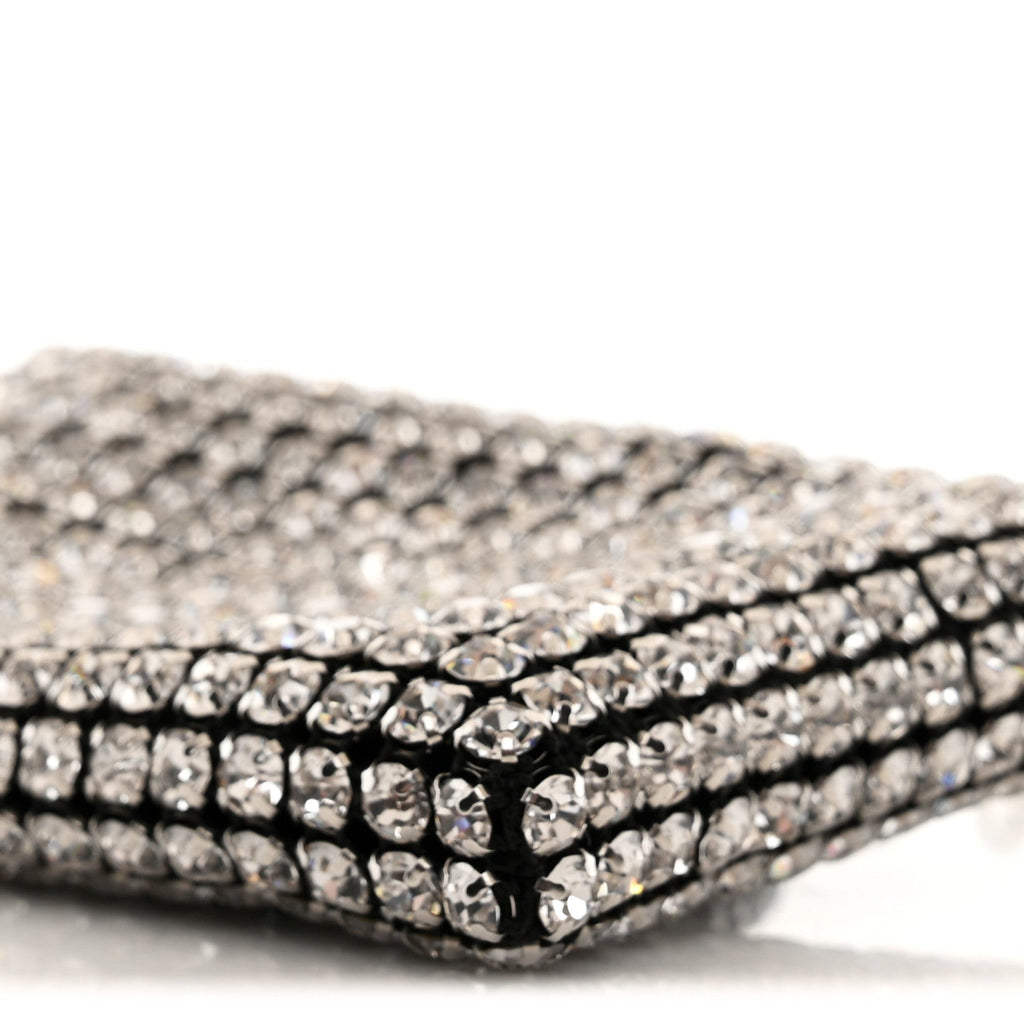Mesh Crystal Rhinestone Nano Heiress Shoulder Bag Black Silver