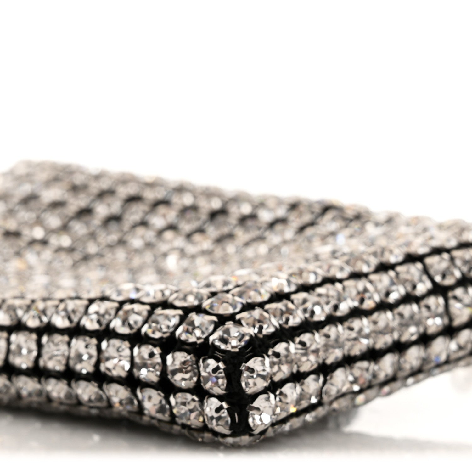 Mesh Crystal Rhinestone Nano Heiress Shoulder Bag Black Silver