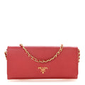 Saffiano Metal Oro Chain Wallet Fuoco