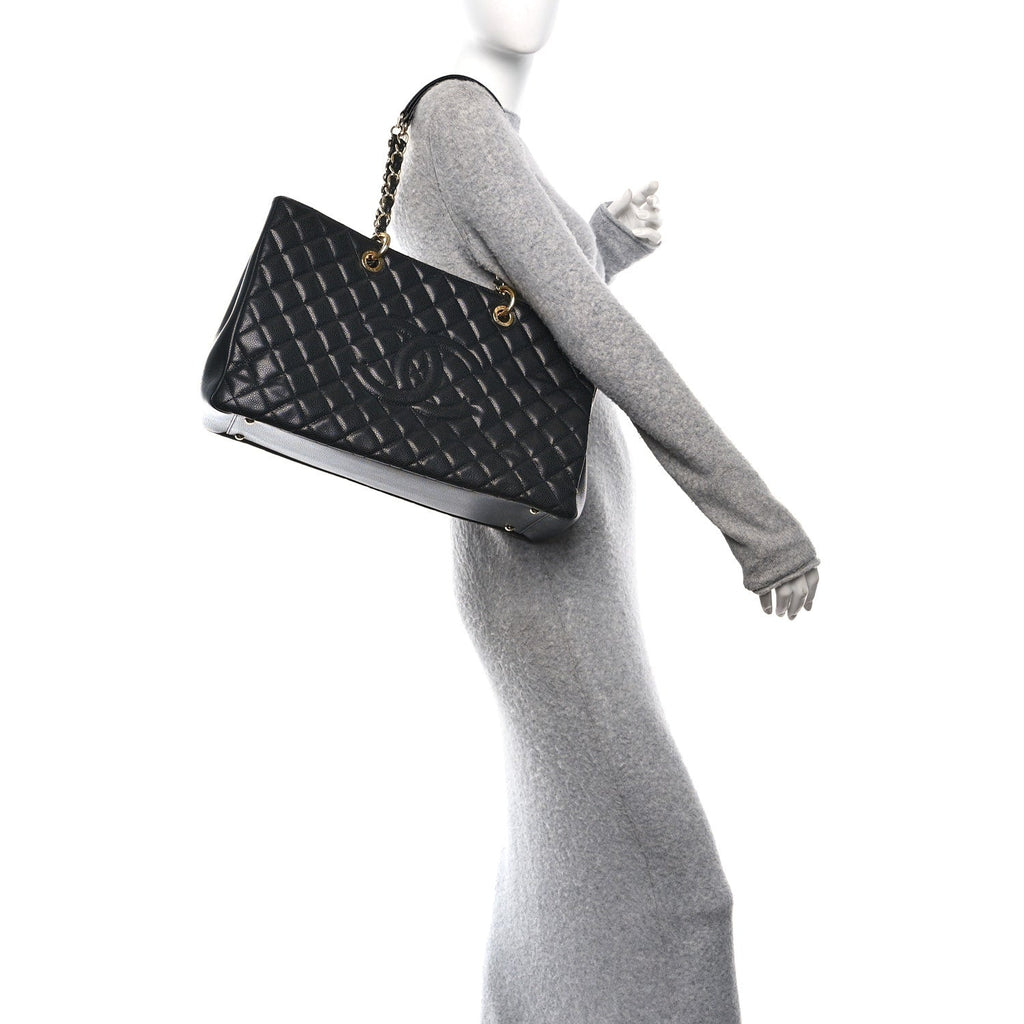 Caviar Quilted XL Grand Shopping Tote GST Black