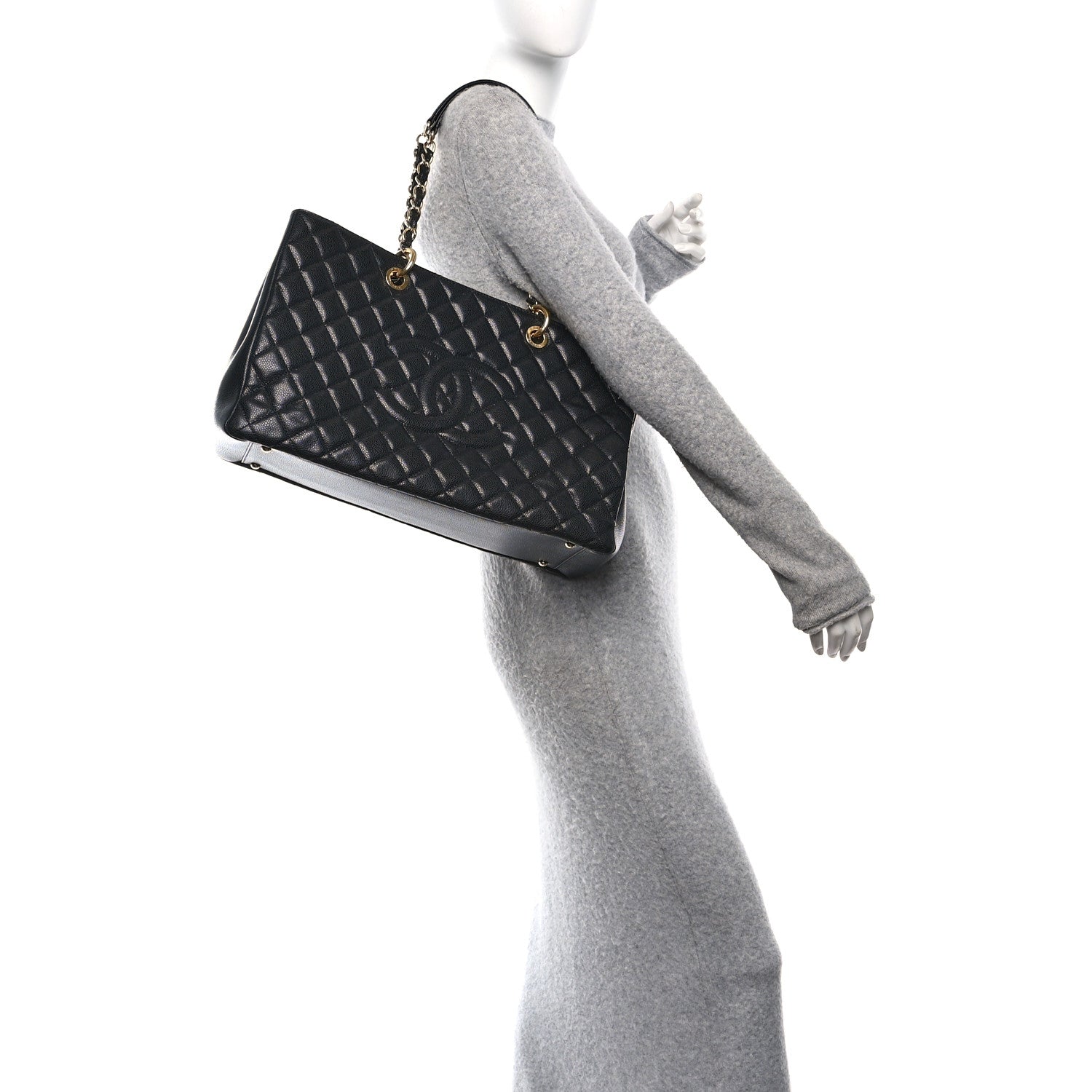 Caviar Quilted XL Grand Shopping Tote GST Black
