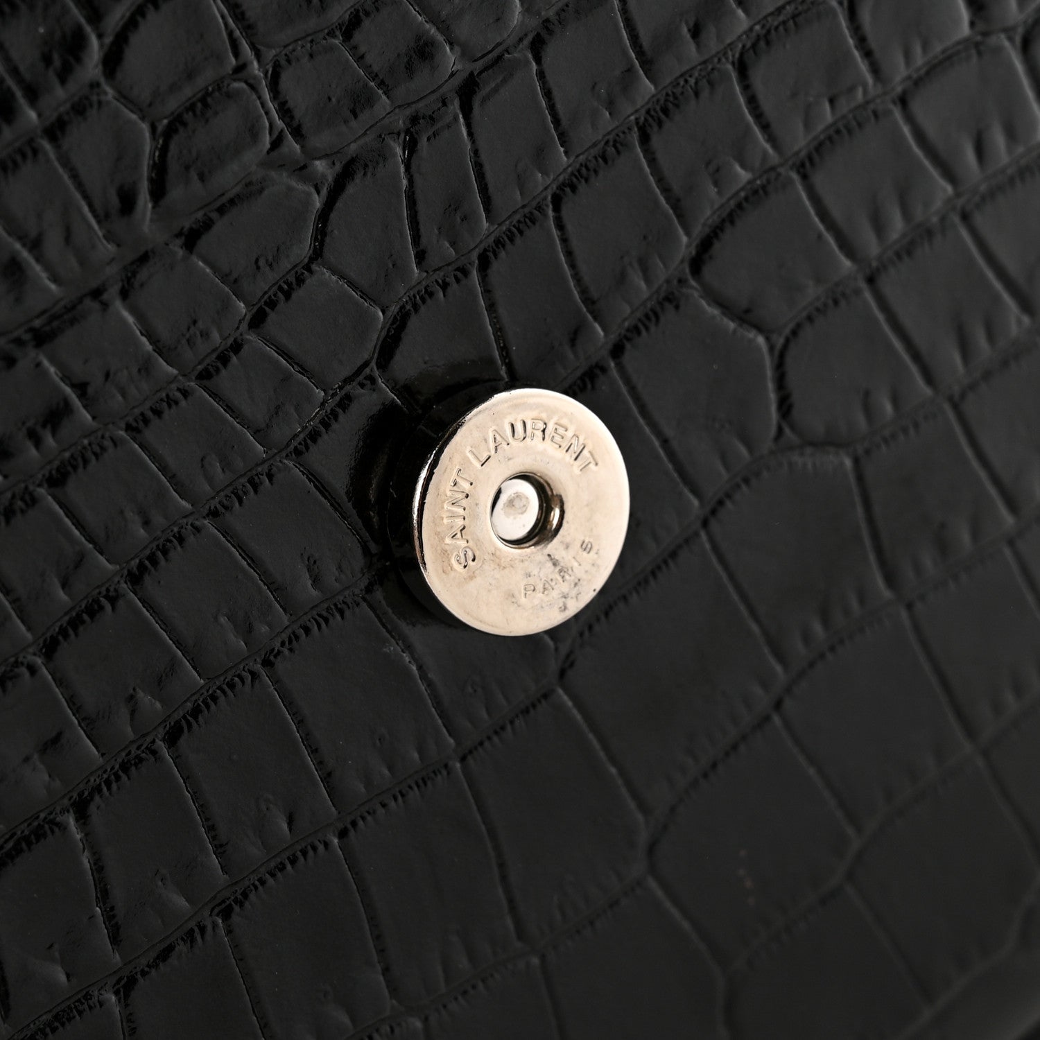 Calfskin Crocodile Embossed Medium Monogram Sunset Black