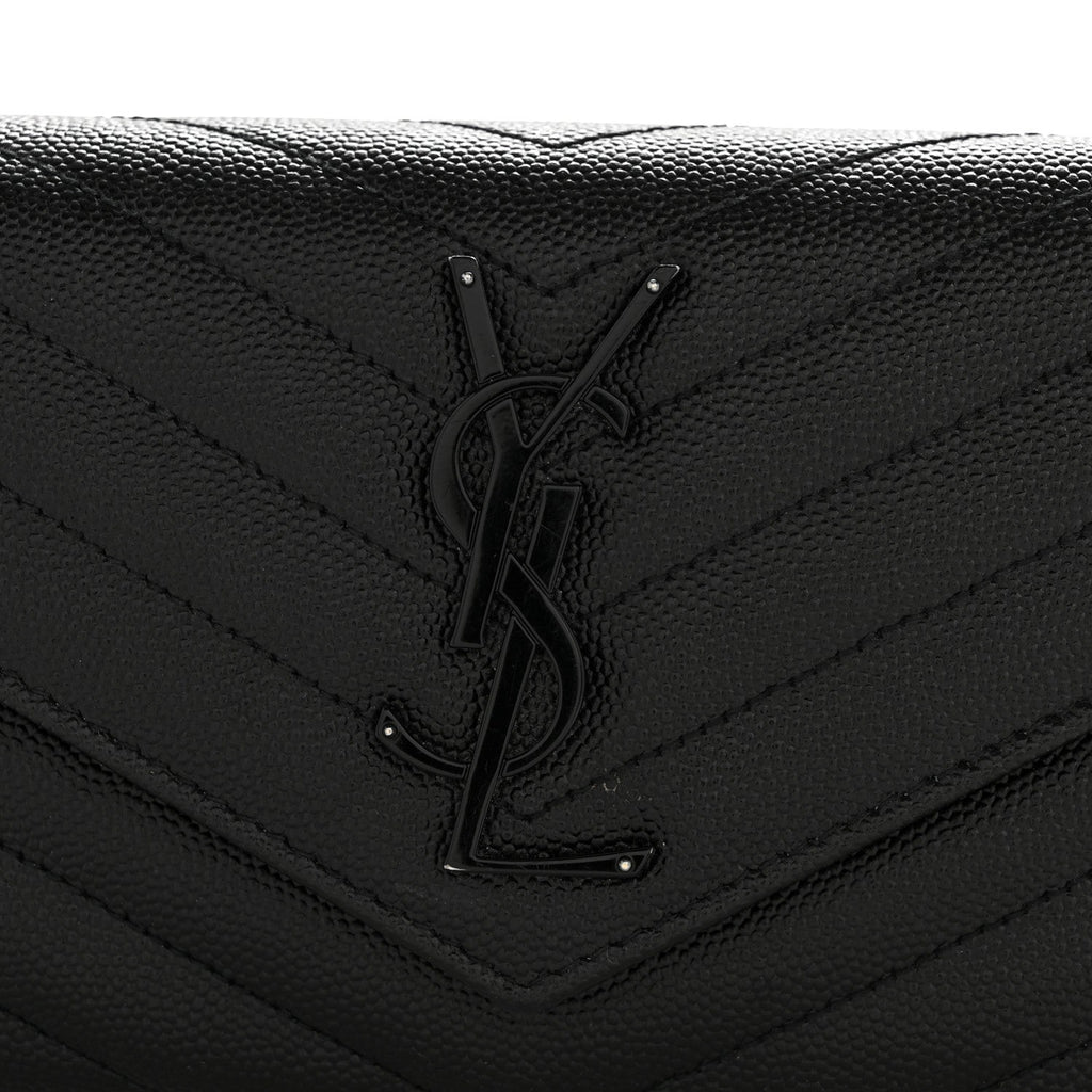 Grain De Poudre Matelasse Chevron Monogram Flap Wallet Black