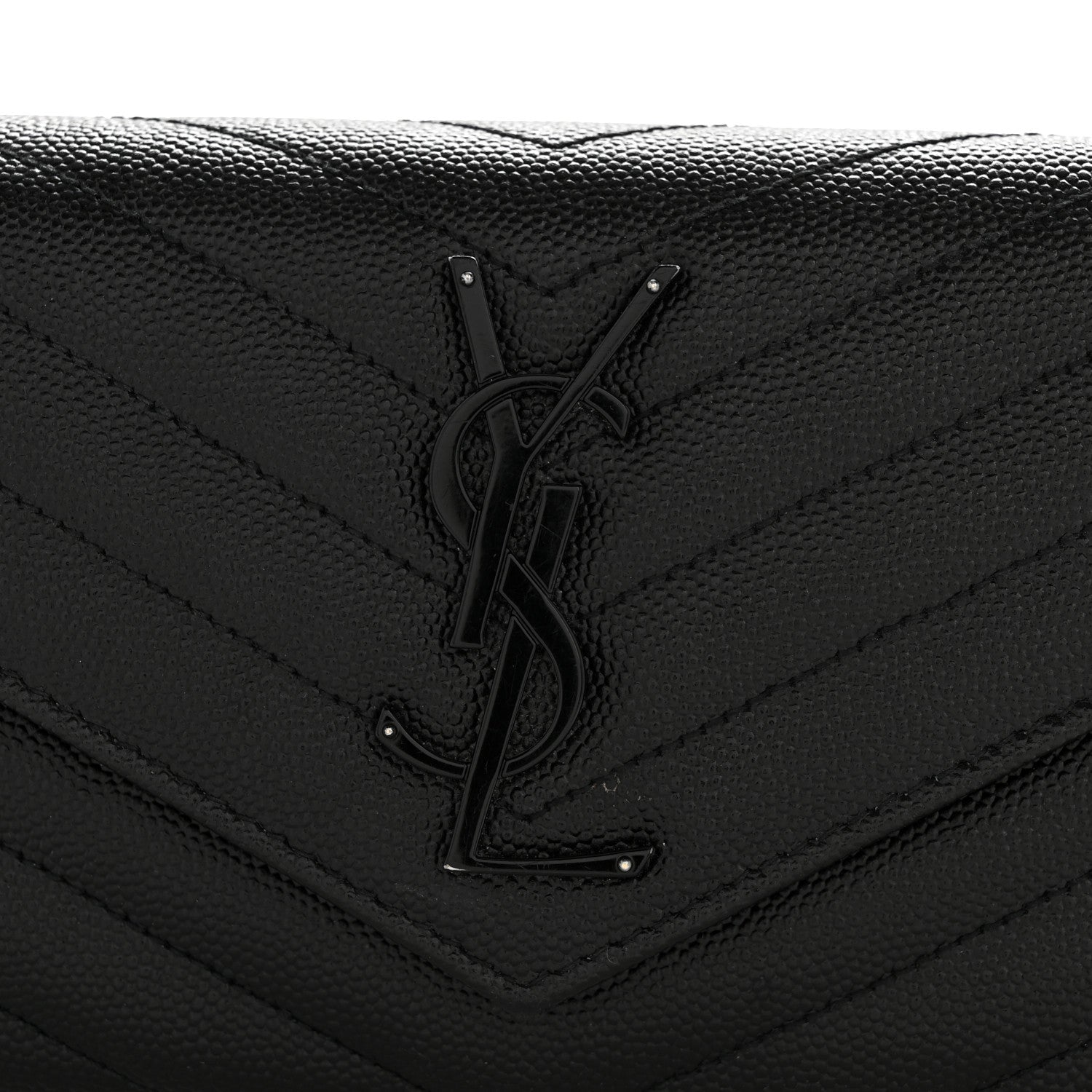 Grain De Poudre Matelasse Chevron Monogram Flap Wallet Black